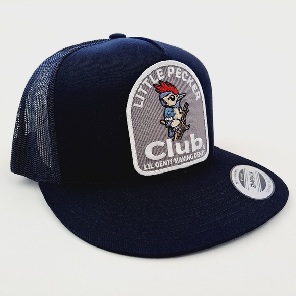 Little Pecker Club Patch Flat Bill Trucker Mesh Snapback Cap Black - Picture 3 of 4